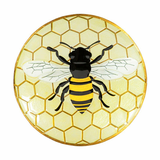 Plow & Hearth Happy Honey Bee Glass Birdbath Basin