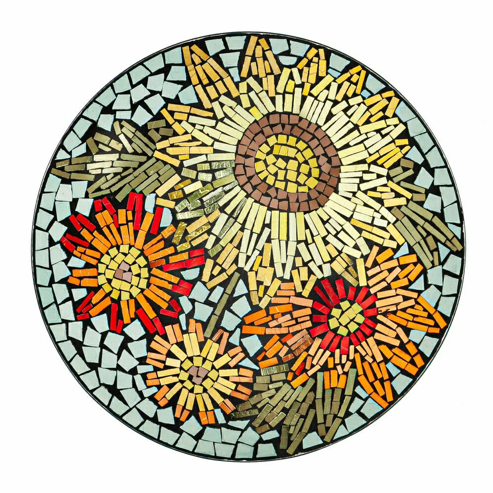 Plow & Hearth 18" Glass Bird Bath, Moasic Translucent and Metallic Finish