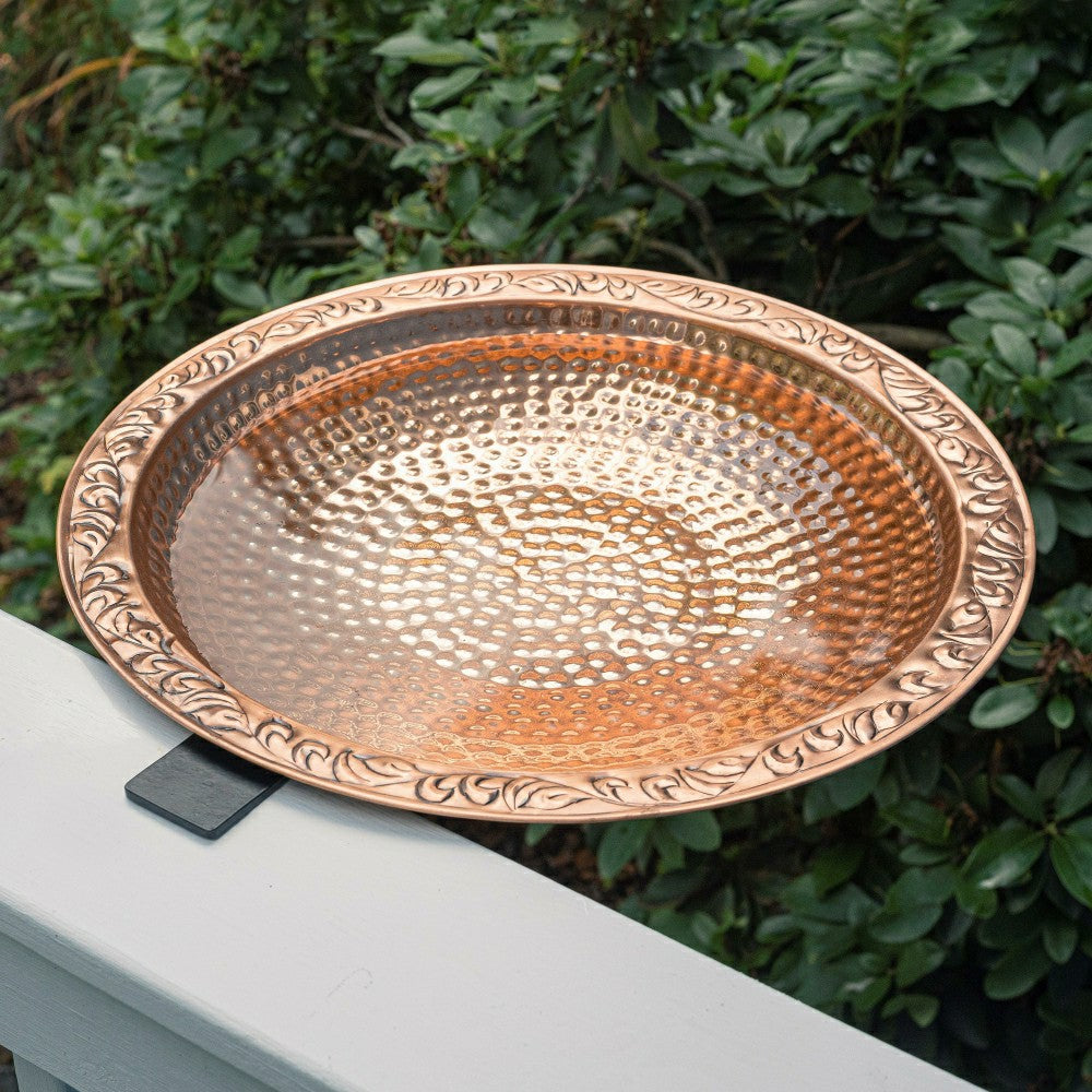 Plow & Hearth Large Deck Mounted Copper Birdbath