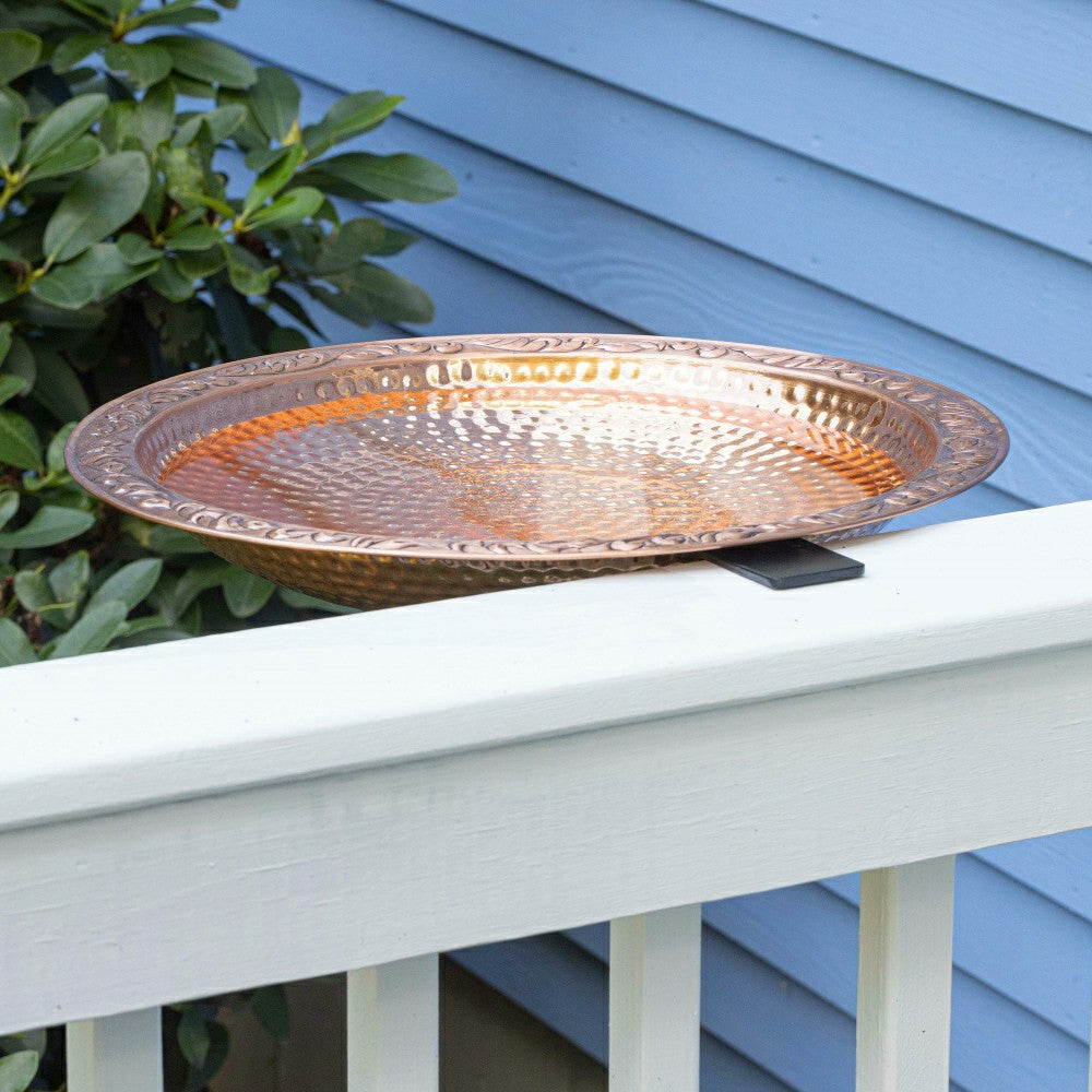 Plow & Hearth Large Deck Mounted Copper Birdbath