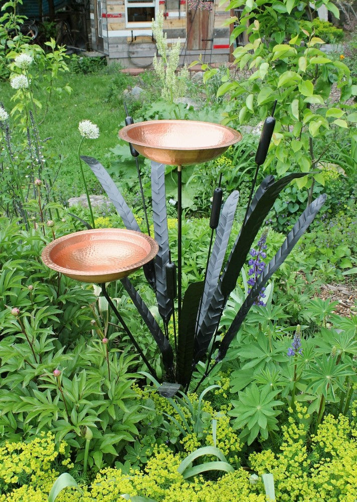 Plow & Hearth Double Cattail Birdbath