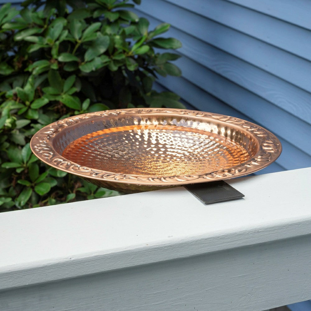 Plow & Hearth Small Deck Mounted Copper Birdbath