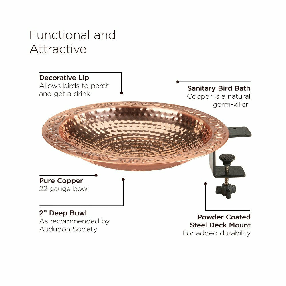 Plow & Hearth Small Deck Mounted Copper Birdbath