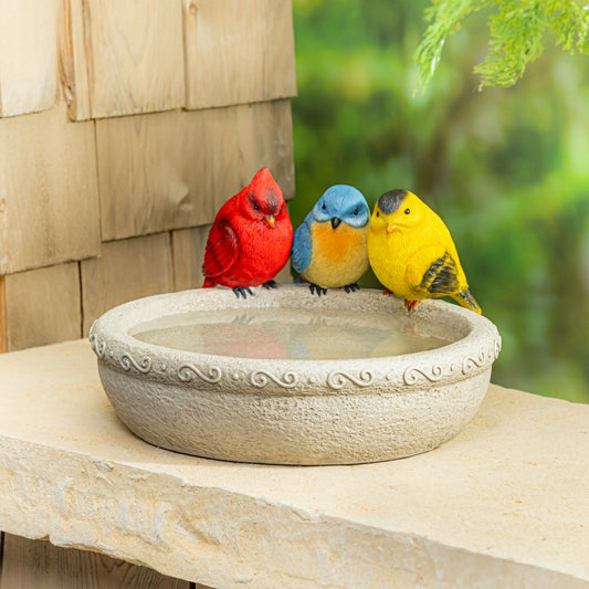 Plow & Hearth Trio Birds Resin Birdbath