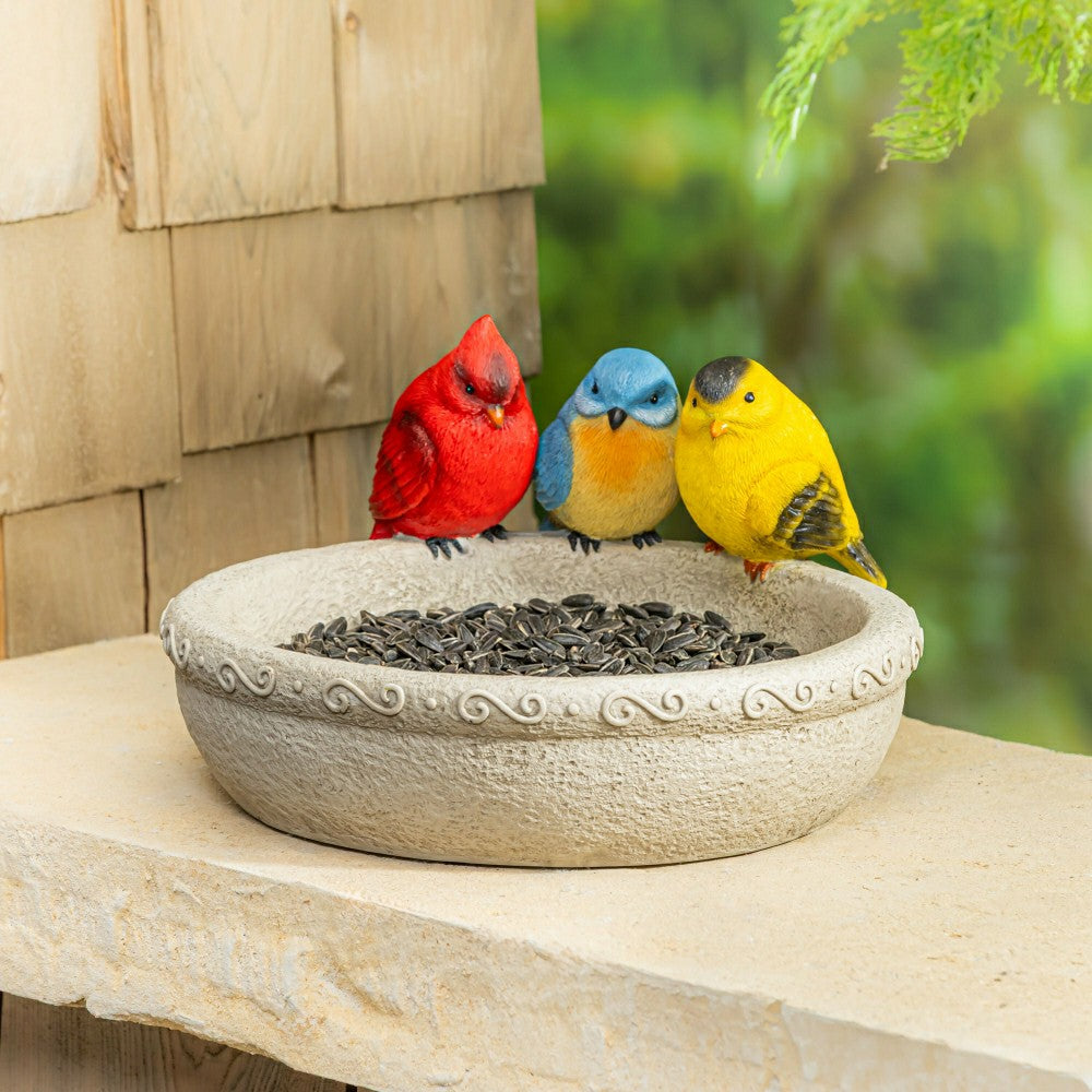 Plow & Hearth Trio Birds Resin Birdbath