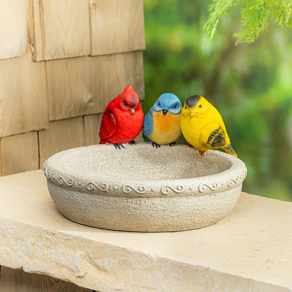 Plow & Hearth Trio Birds Resin Birdbath