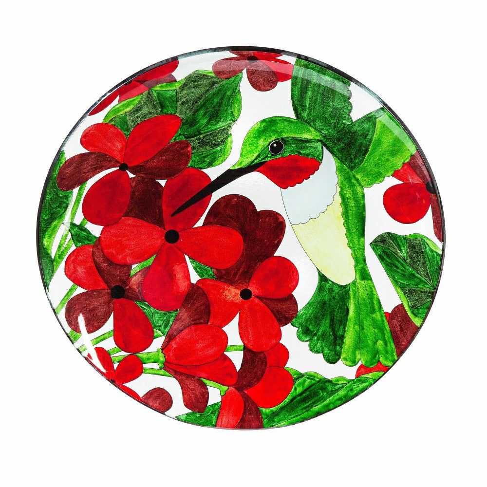 Plow & Hearth Cottage Garden Birdbath, Glass bird bath with Stand, Hummingbird, 16"