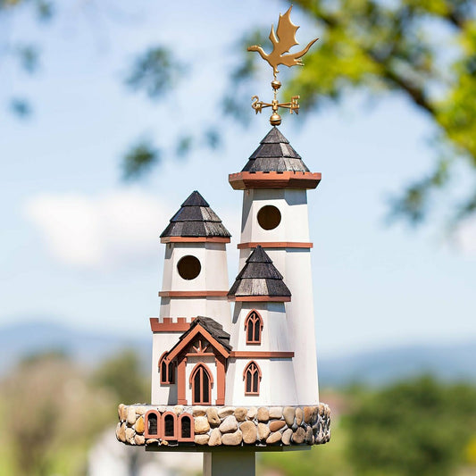 Plow & Hearth Three Tower Castle Birdhouse with Dragon Weathervane