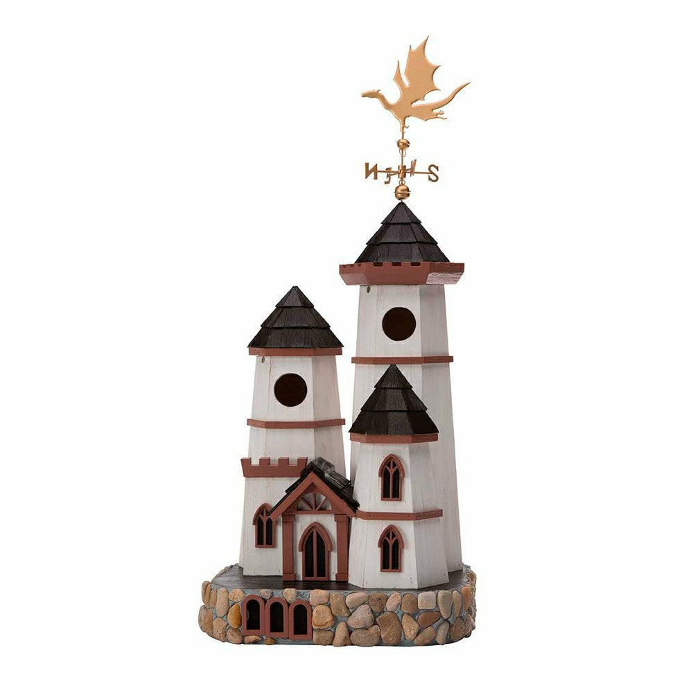 Plow & Hearth Three Tower Castle Birdhouse with Dragon Weathervane