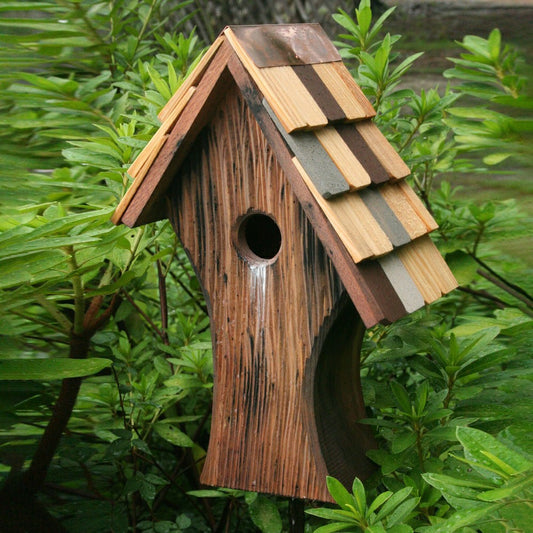 Plow & Hearth Knottingham Antique Cypress Shingled Roof Birdhouse