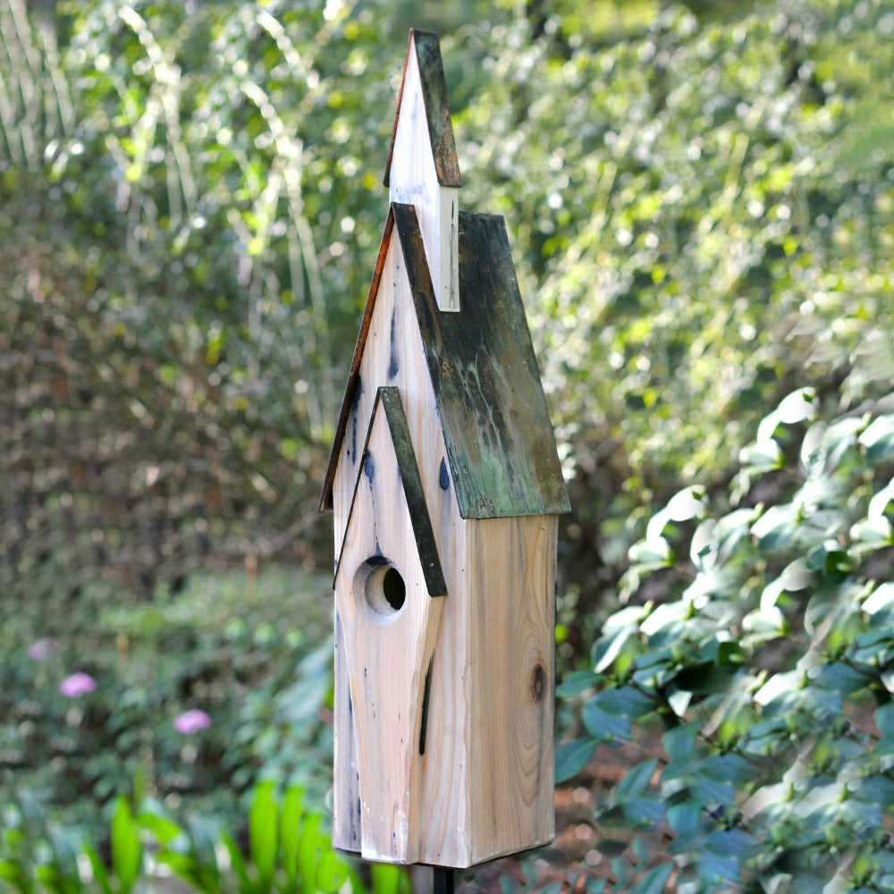 Plow & Hearth Graceland Cypress and Copper Birdhouse