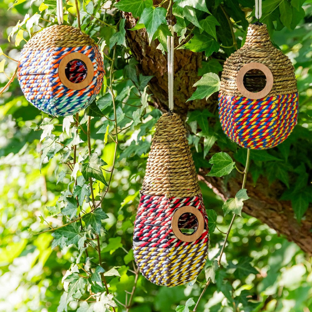 Plow & Hearth Natural Woven Seagrass Birdhouses, Set of 3