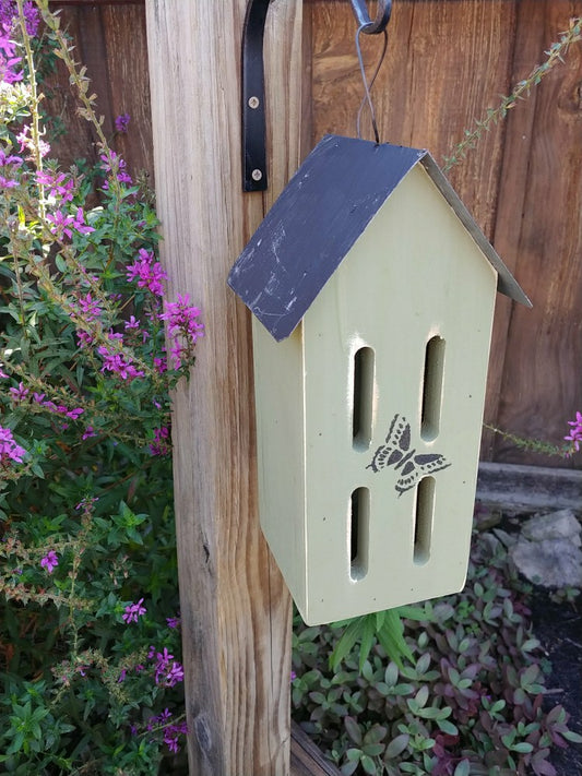Plow & Hearth Stenciled Butterfly Bird House with Metal Roof