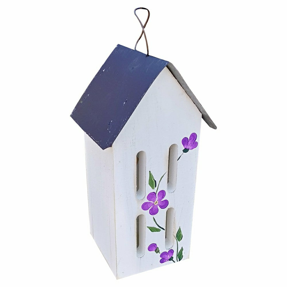 Plow & Hearth Butterfly Bird House with Hand Painted Flowers and Metal Roof