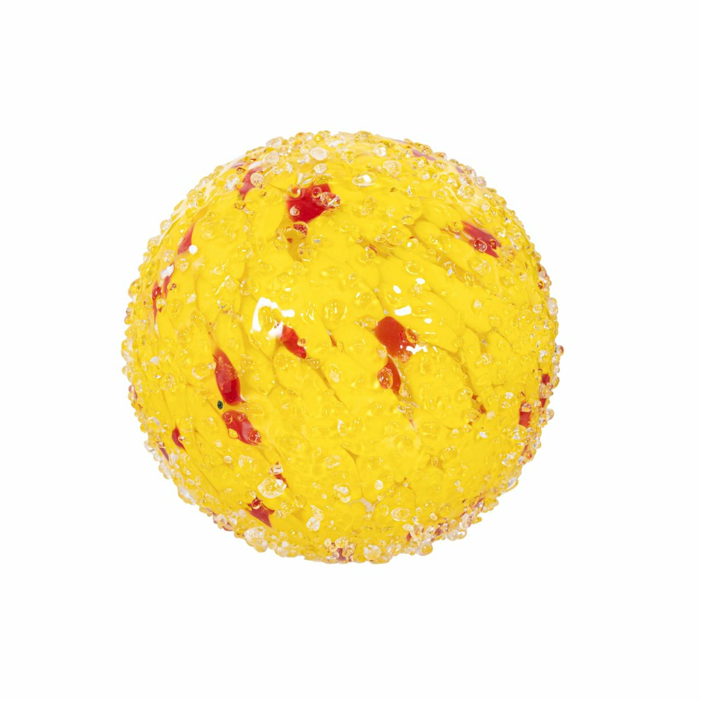 Plow & Hearth Art Glass Bee and Butterfly Ball, Yellow