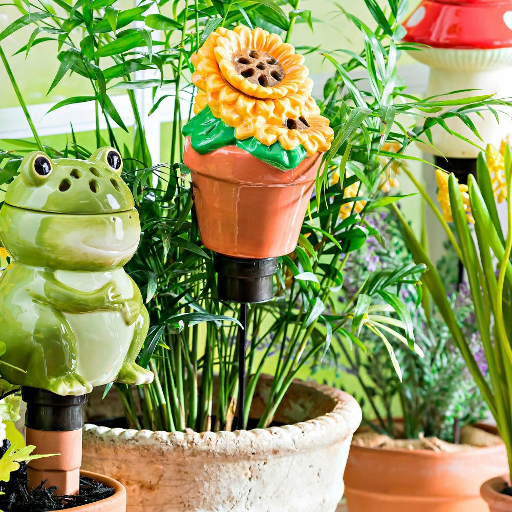 Plow & Hearth Whimsical Ceramic Fruit Fly/Gnat Trap with Watering Globe