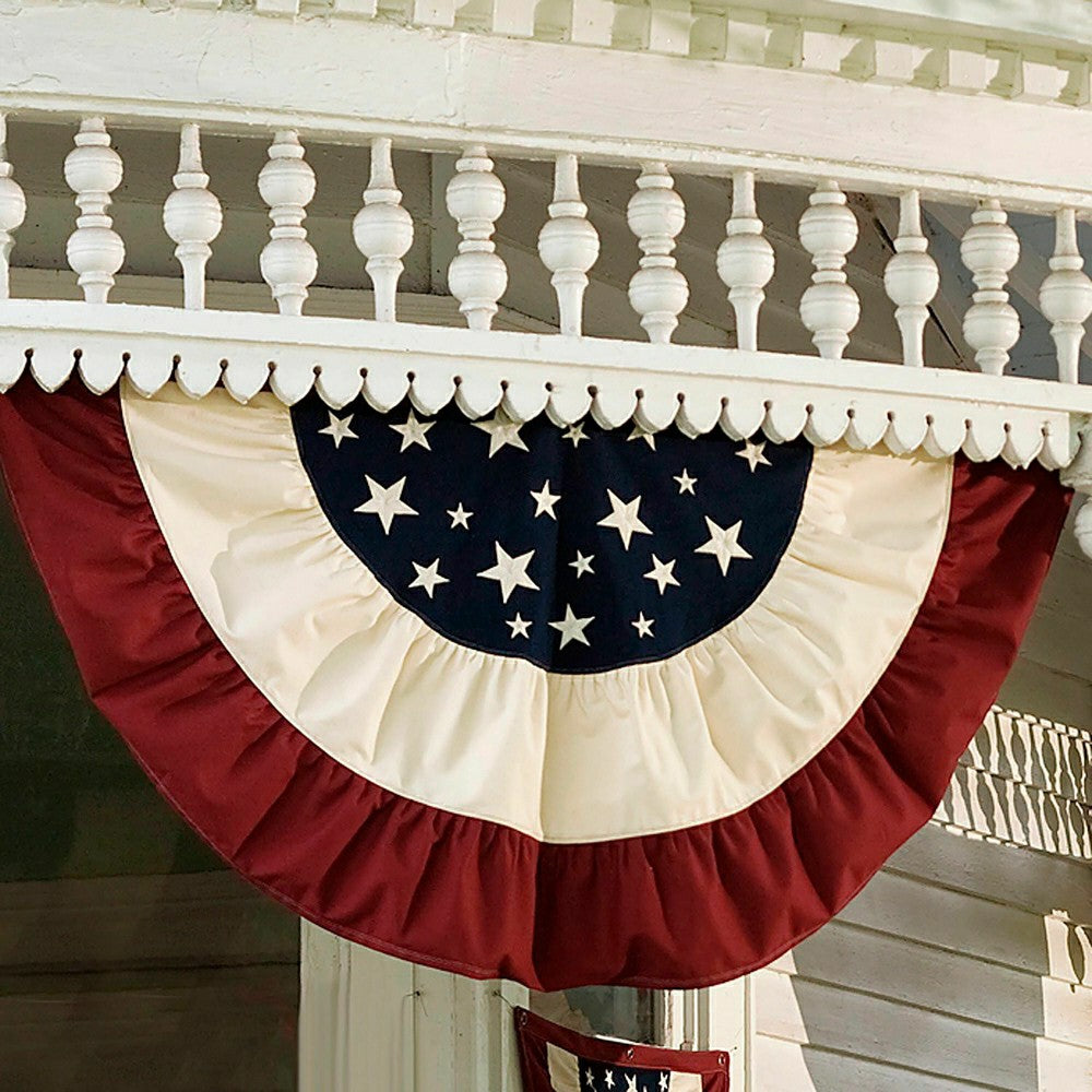 Plow & Hearth Large Half-Round Americana Flag Bunting 60-1/2"W x 31-1/4"H