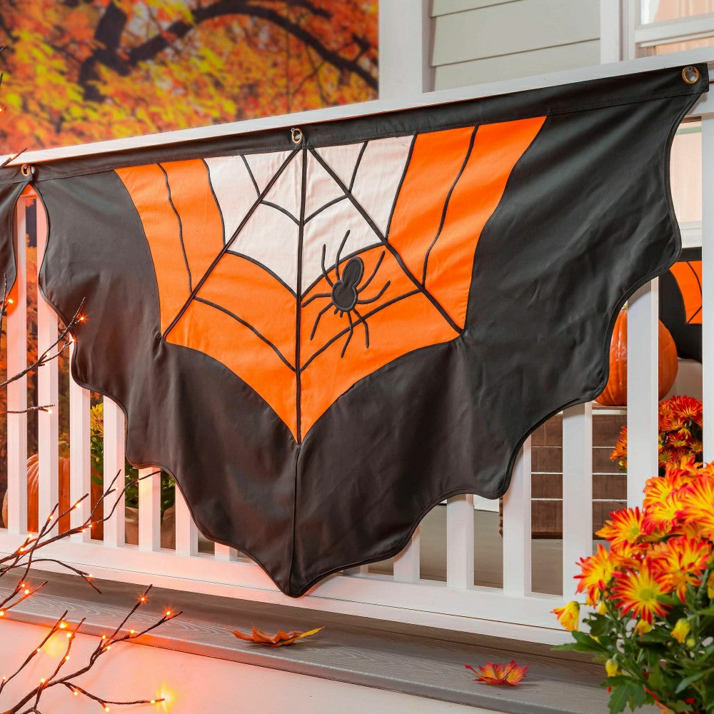 Plow & Hearth Large Halloween Spider Web Cotton Bunting