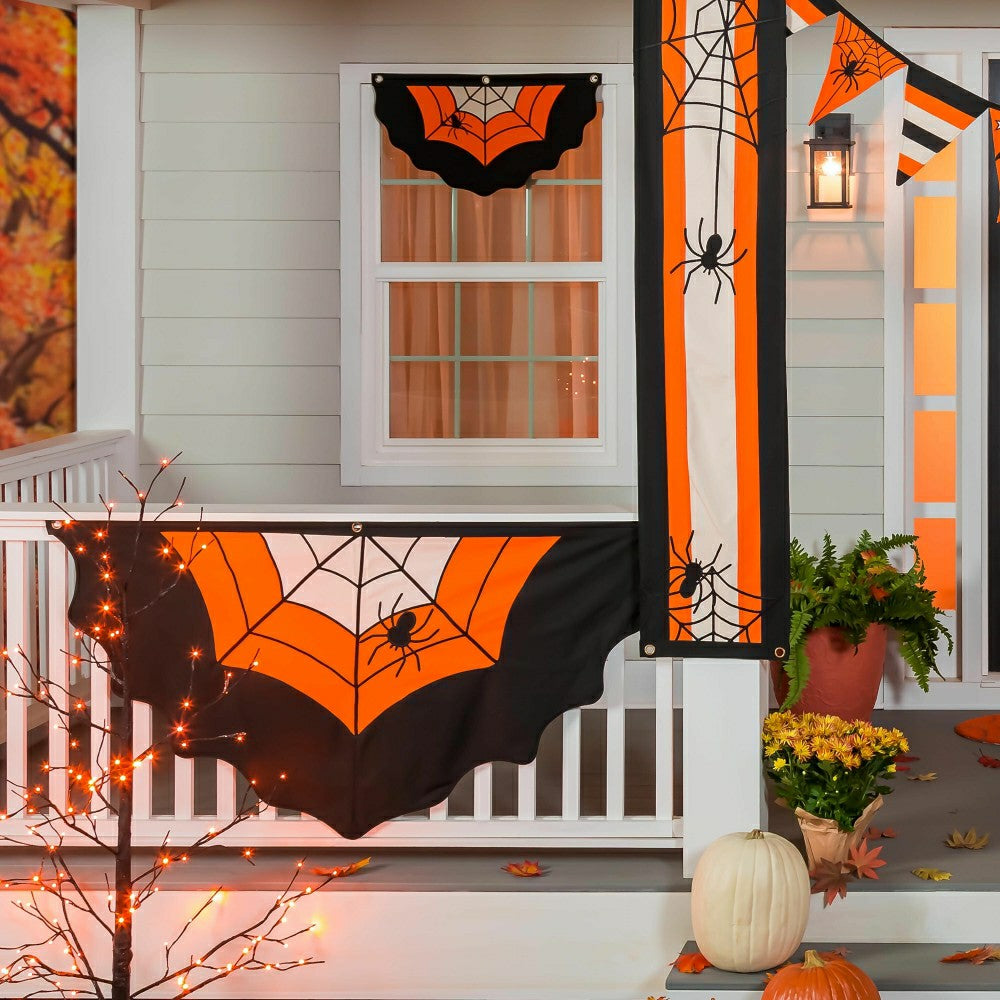 Plow & Hearth Large Halloween Spider Web Cotton Bunting