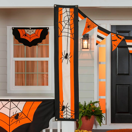 Plow & Hearth Halloween Spider Web Cotton Pillar Bunting