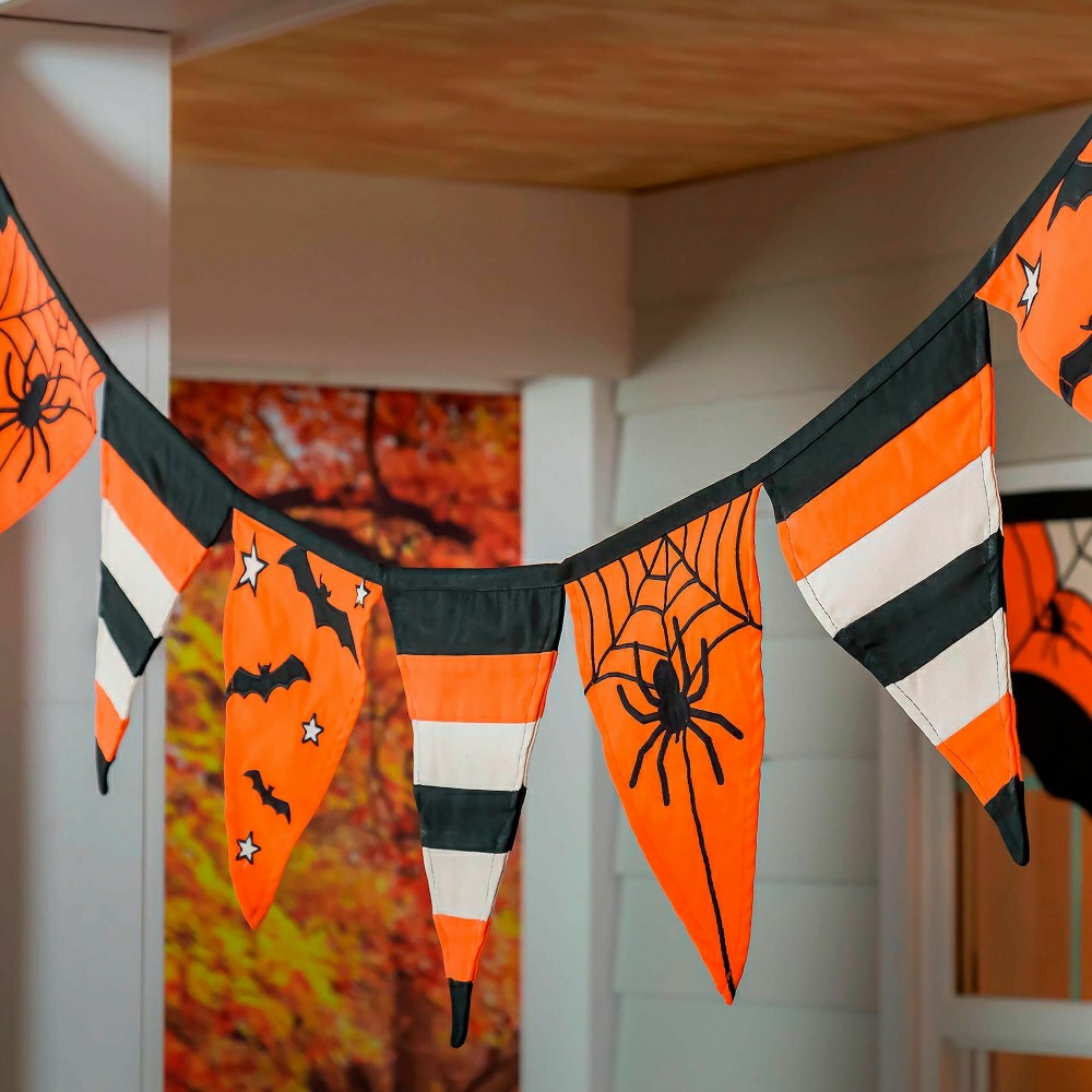 Plow & Hearth Halloween Spider Web Cotton Pennant Bunting