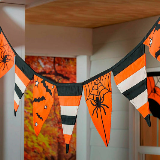 Plow & Hearth Halloween Spider Web Cotton Pennant Bunting