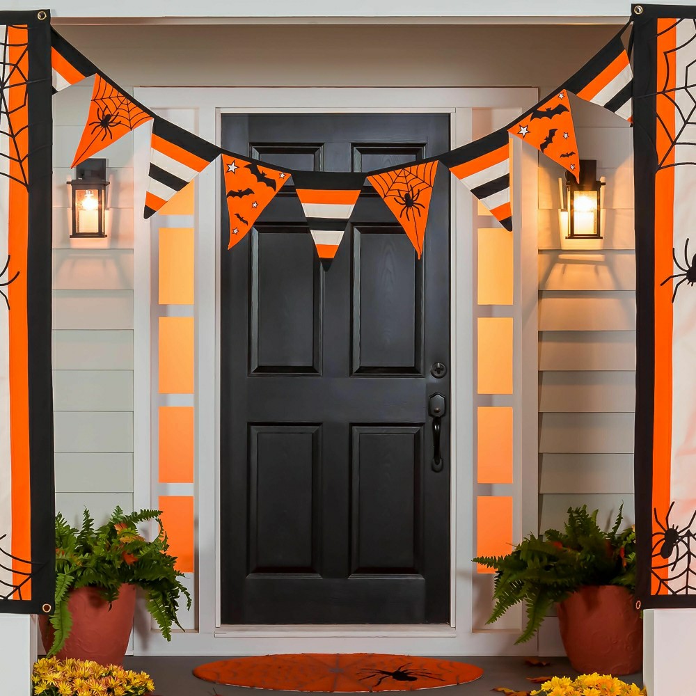 Plow & Hearth Halloween Spider Web Cotton Pennant Bunting