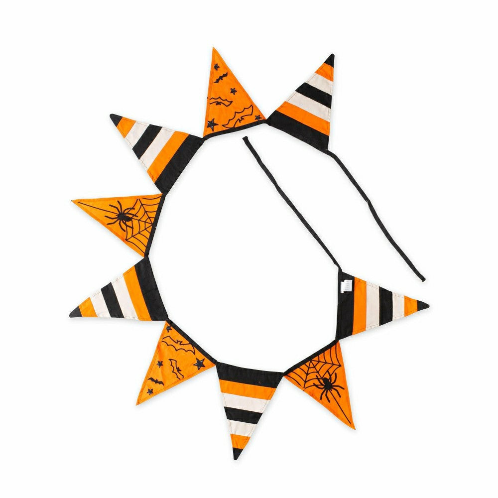 Plow & Hearth Halloween Spider Web Cotton Pennant Bunting