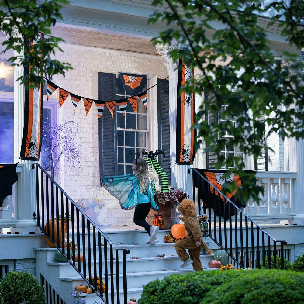 Plow & Hearth Halloween Spider Web Cotton Pennant Bunting