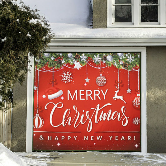 Plow & Hearth Merry Christmas & Happy New Year Single Garage Door Cover