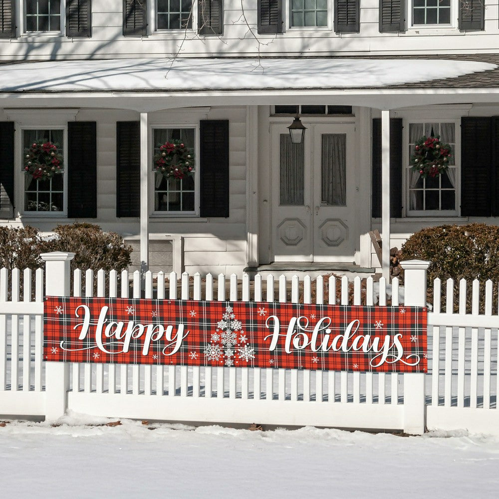 Plow & Hearth Christma Ornament Fence Banner