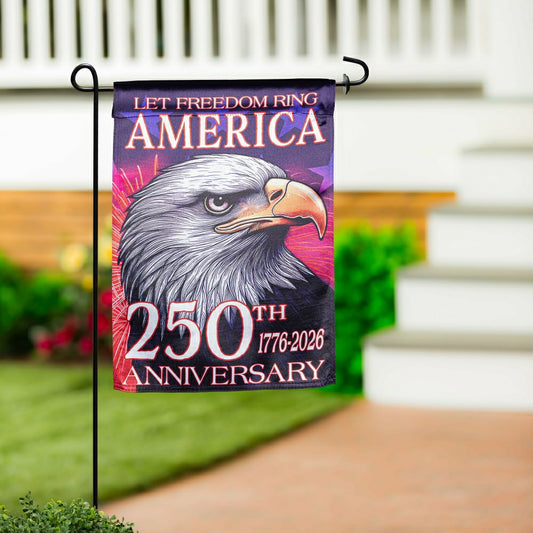 Plow & Hearth Let 250 Years of Freedom Ring Lustre Garden Flag