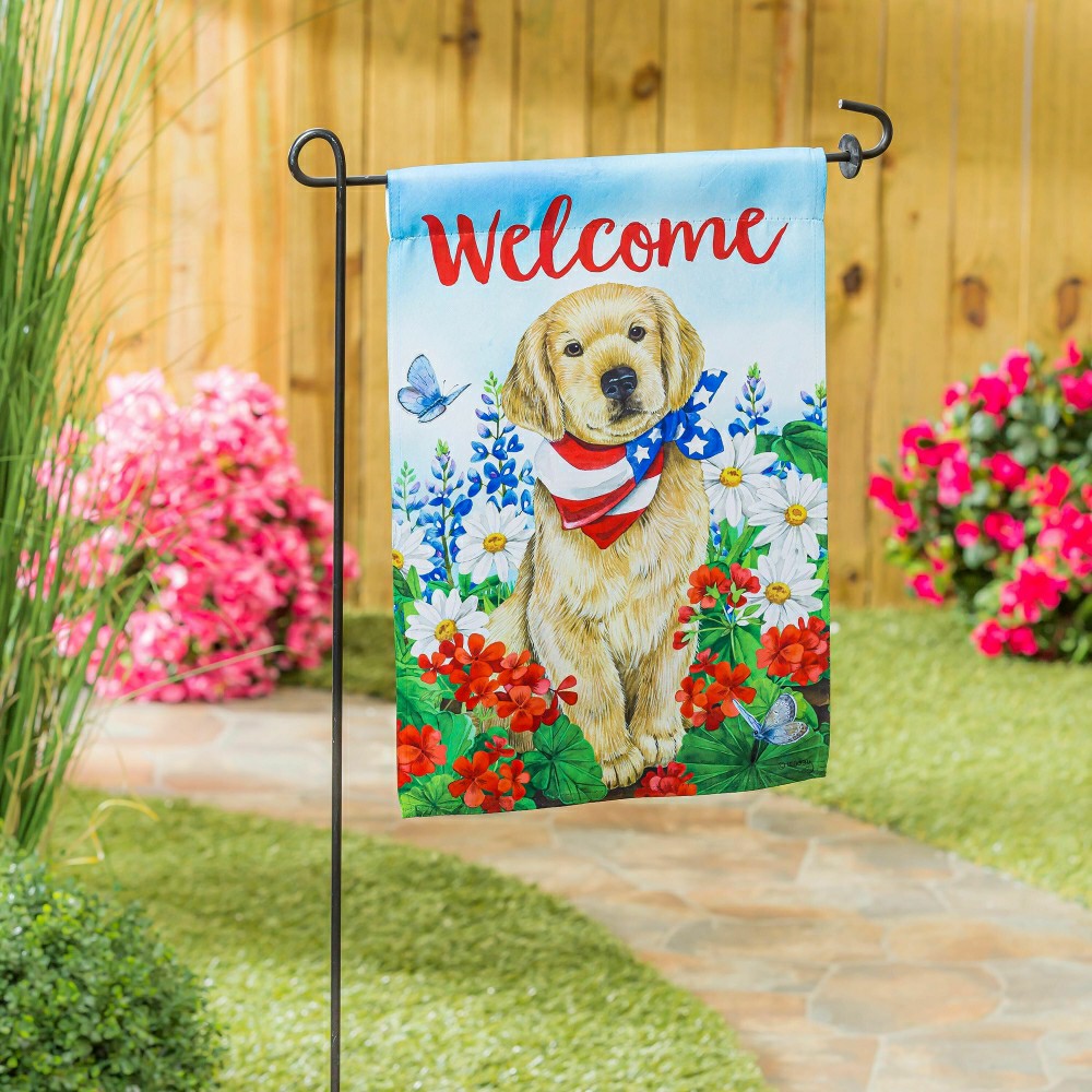 Plow & Hearth Dog with Patriotic Bandana Garden Suede Flag