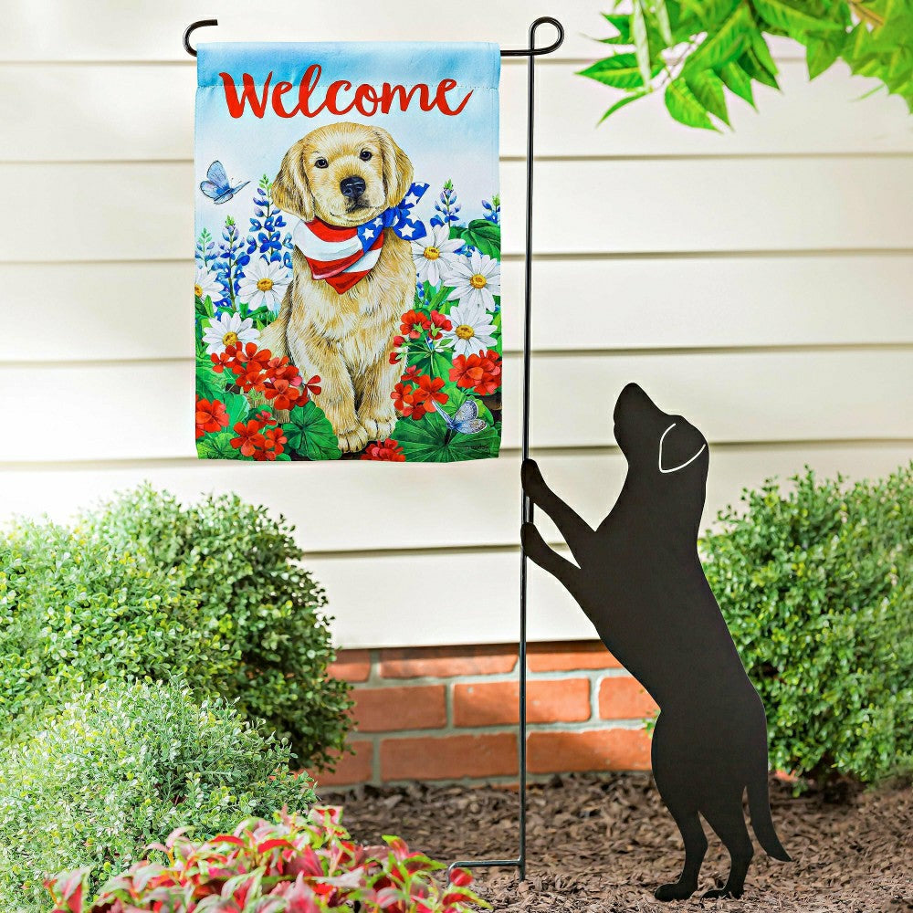 Plow & Hearth Dog with Patriotic Bandana Garden Suede Flag