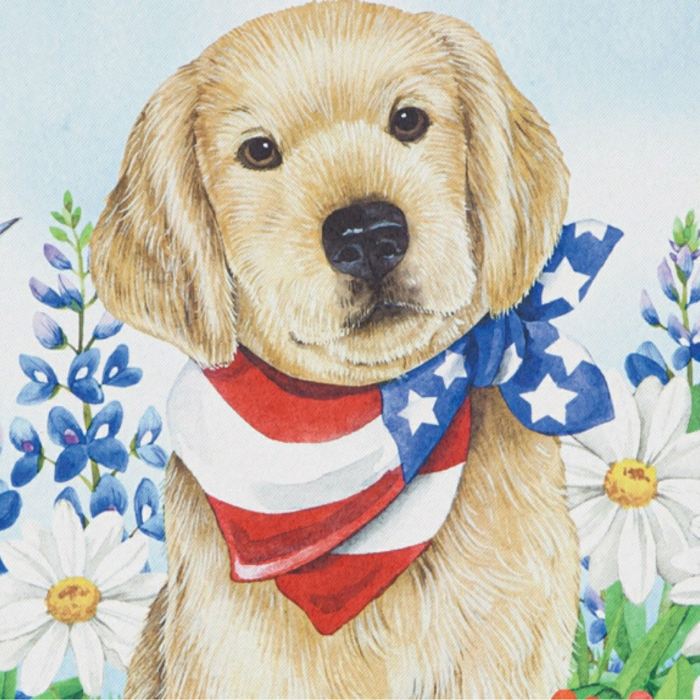 Plow & Hearth Dog with Patriotic Bandana Garden Suede Flag