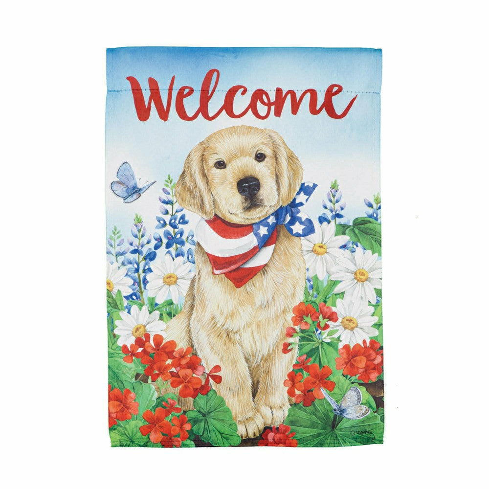 Plow & Hearth Dog with Patriotic Bandana Garden Suede Flag
