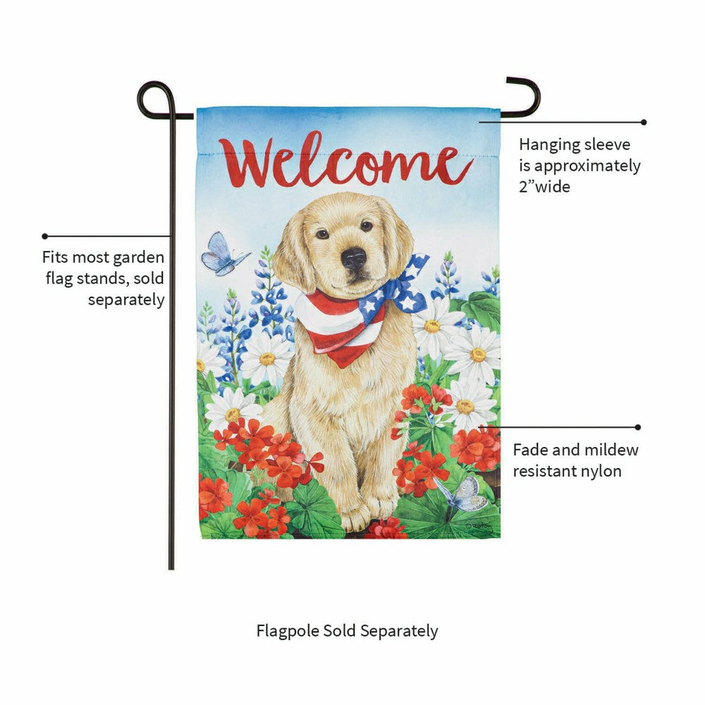 Plow & Hearth Dog with Patriotic Bandana Garden Suede Flag