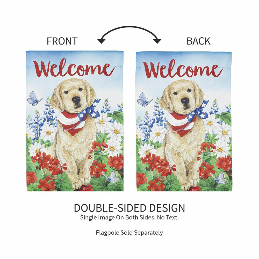 Plow & Hearth Dog with Patriotic Bandana Garden Suede Flag