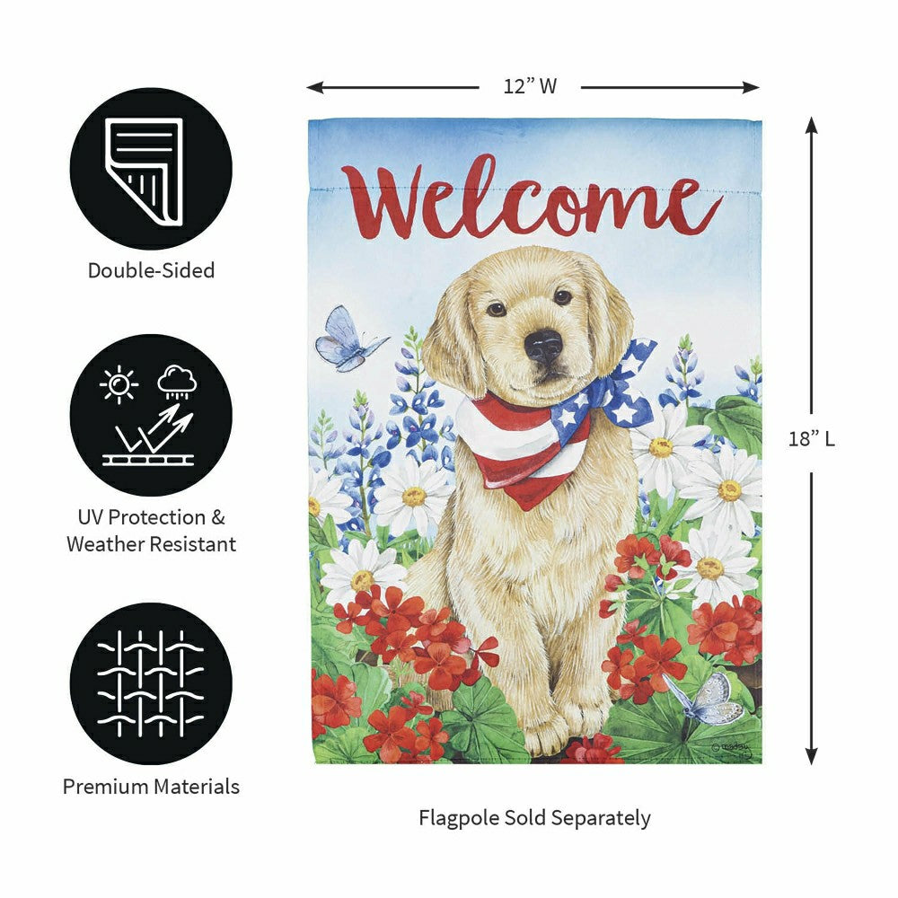 Plow & Hearth Dog with Patriotic Bandana Garden Suede Flag