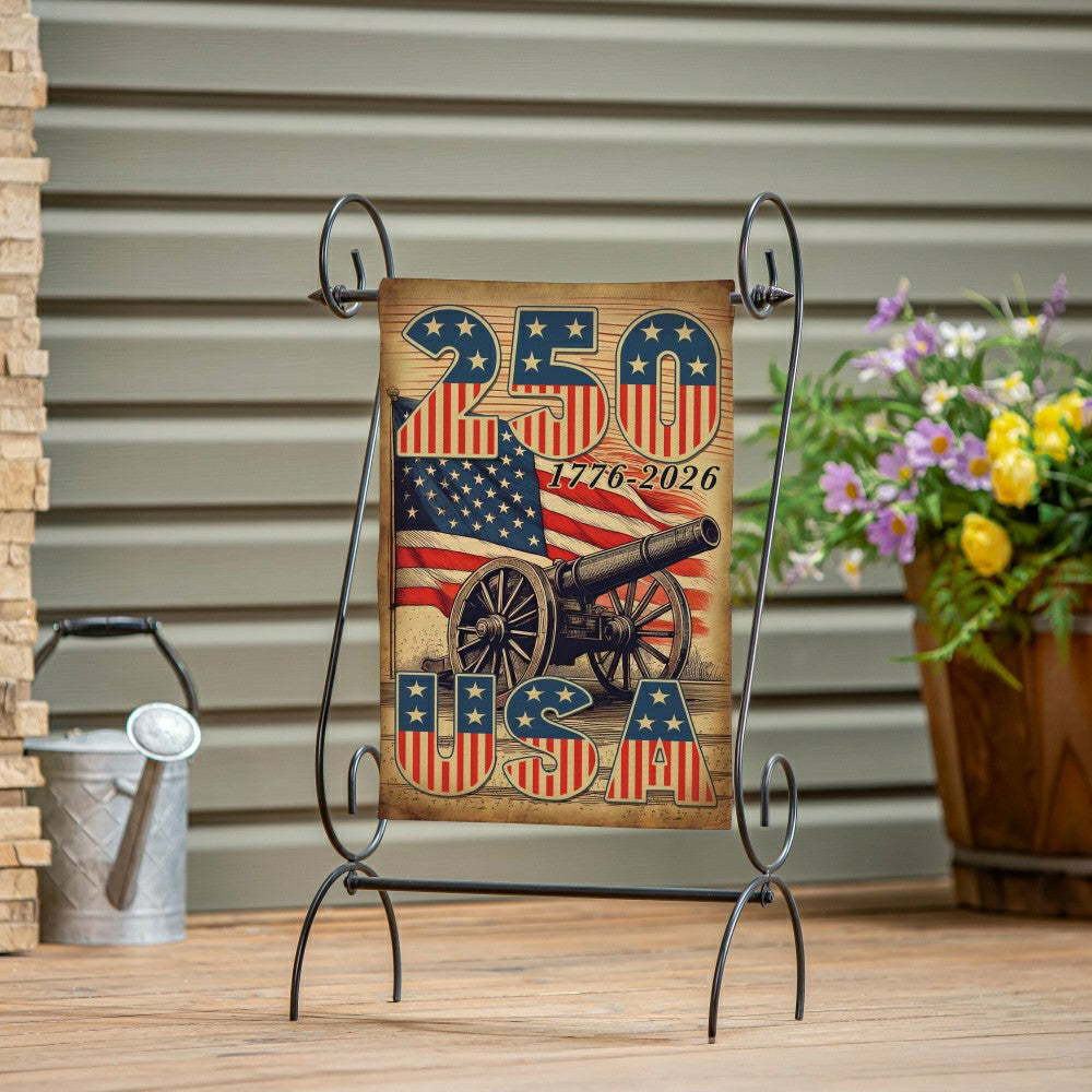 Plow & Hearth 250th Anniversary Cannons Burlap Garden Flag