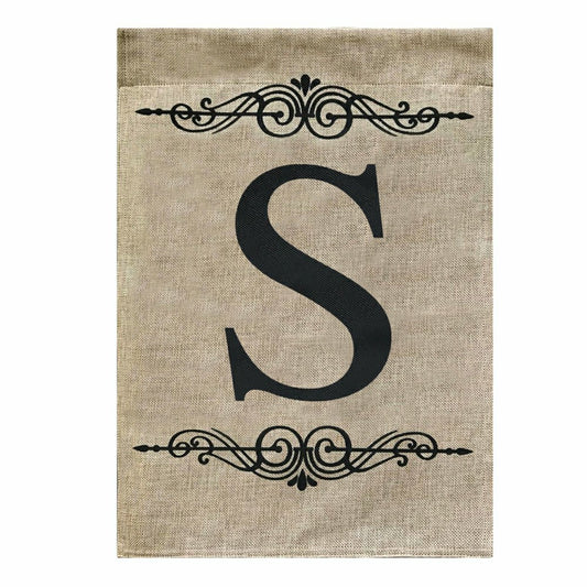 Plow & Hearth "S" Burlap Monogrammed Garden Flag