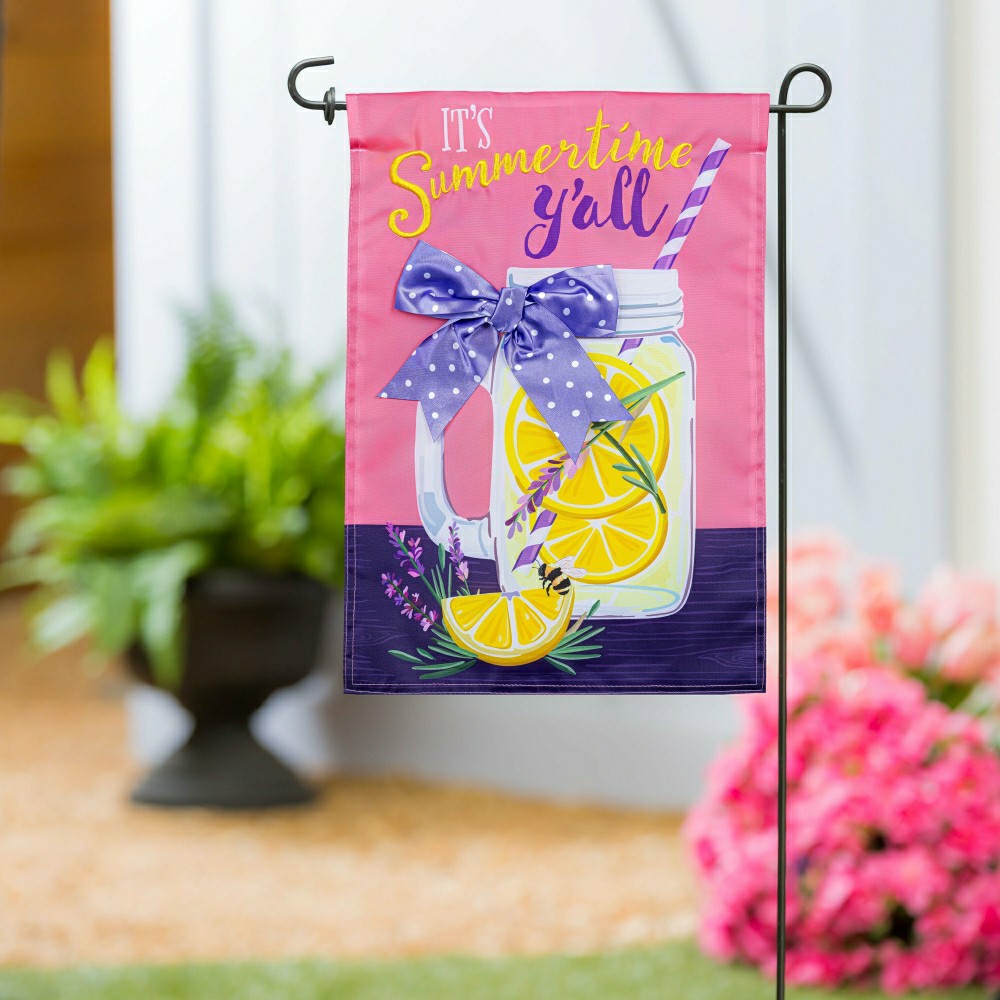 Plow & Hearth Lavender Lemonade Applique Garden Flag