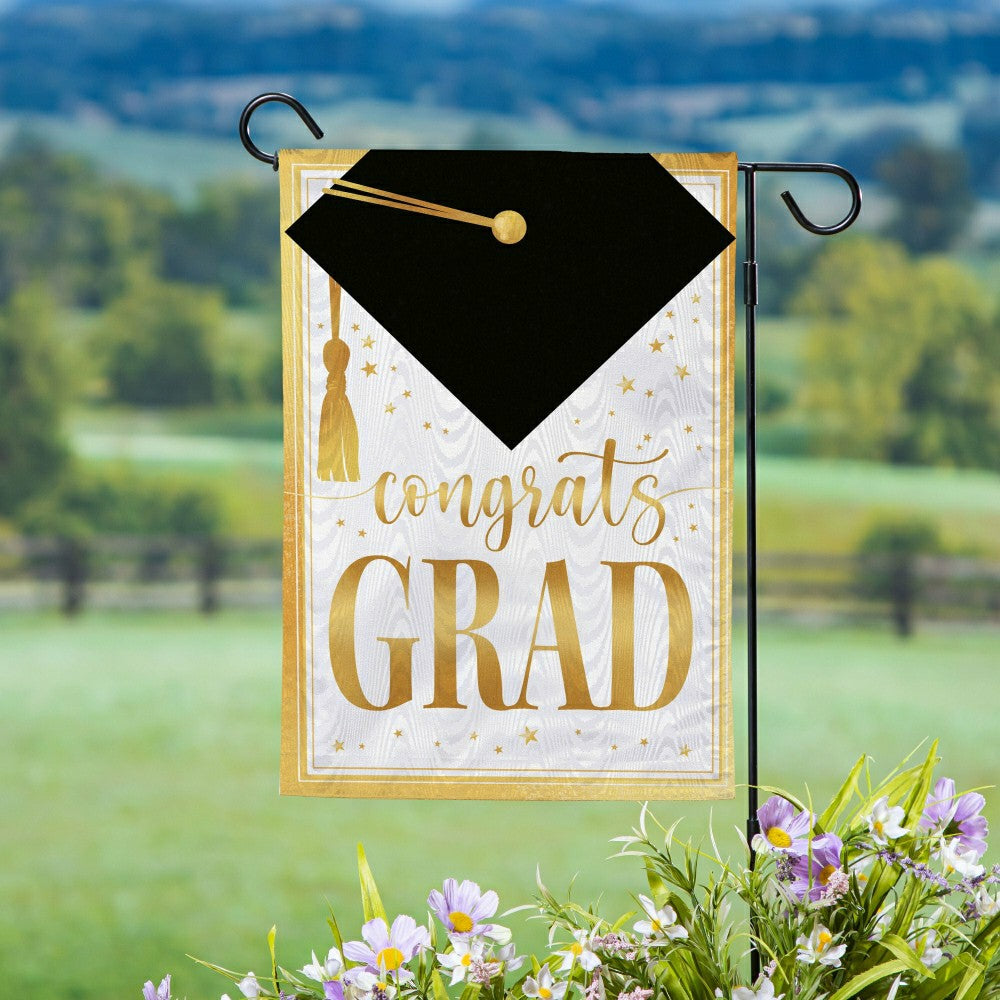 Plow & Hearth Graduation Moire Garden Flag