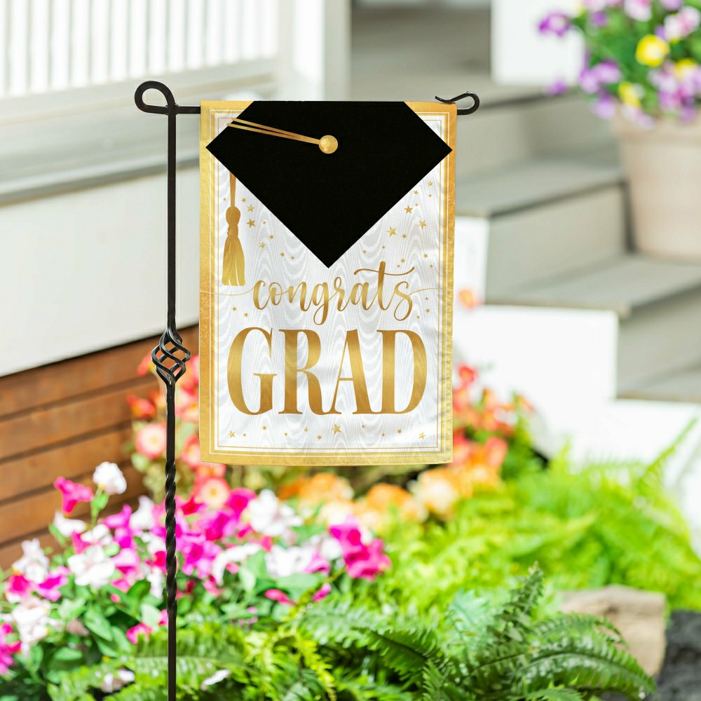Plow & Hearth Graduation Moire Garden Flag