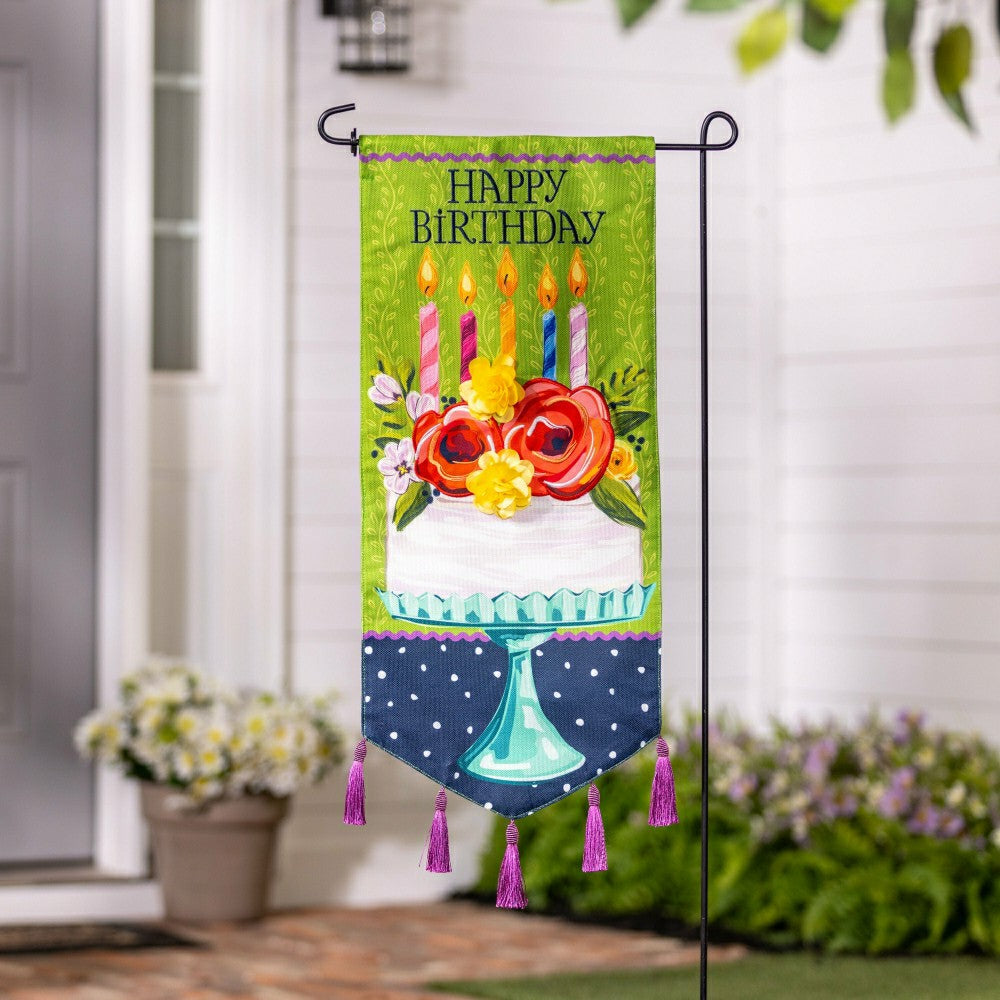 Plow & Hearth Floral Happy Birthday Cake Everlasting Impression