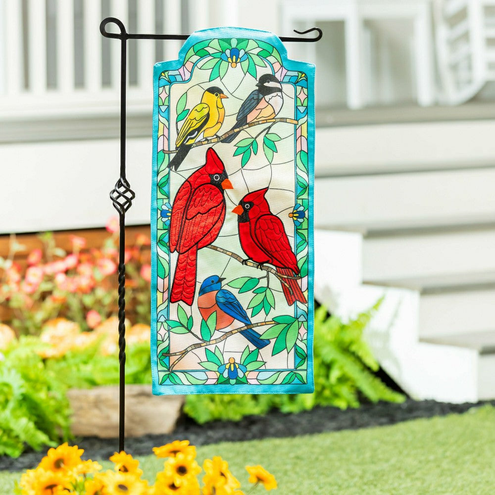 Plow & Hearth Stained Glass Songbirds Everlasting Impression