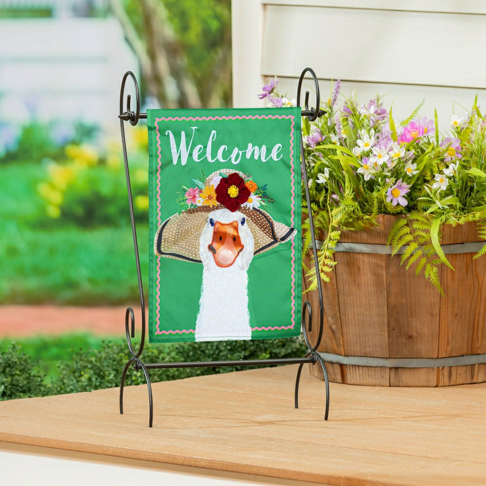 Plow & Hearth Flowery Goose Applique Garden Flag