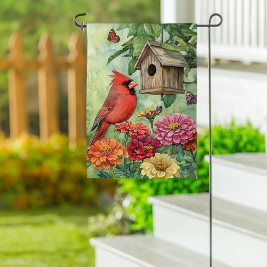 Plow & Hearth Spring Cardinal Time Suede Garden Flag