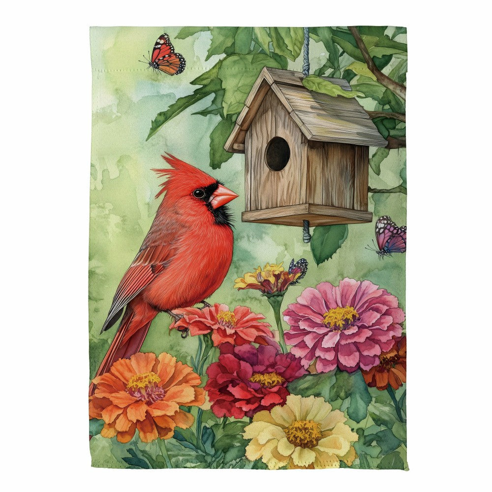 Plow & Hearth Spring Cardinal Time Suede House Flag