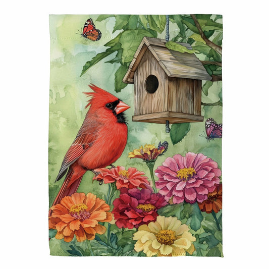 Plow & Hearth Spring Cardinal Time Suede House Flag